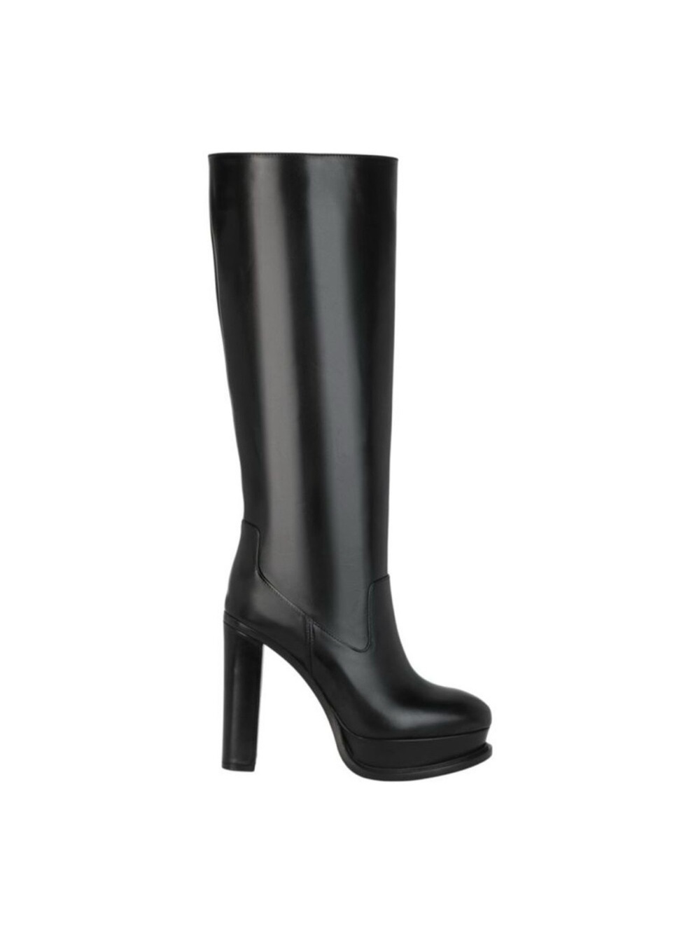 Alexander McQueen Black Knee-High Platform Heel Boot